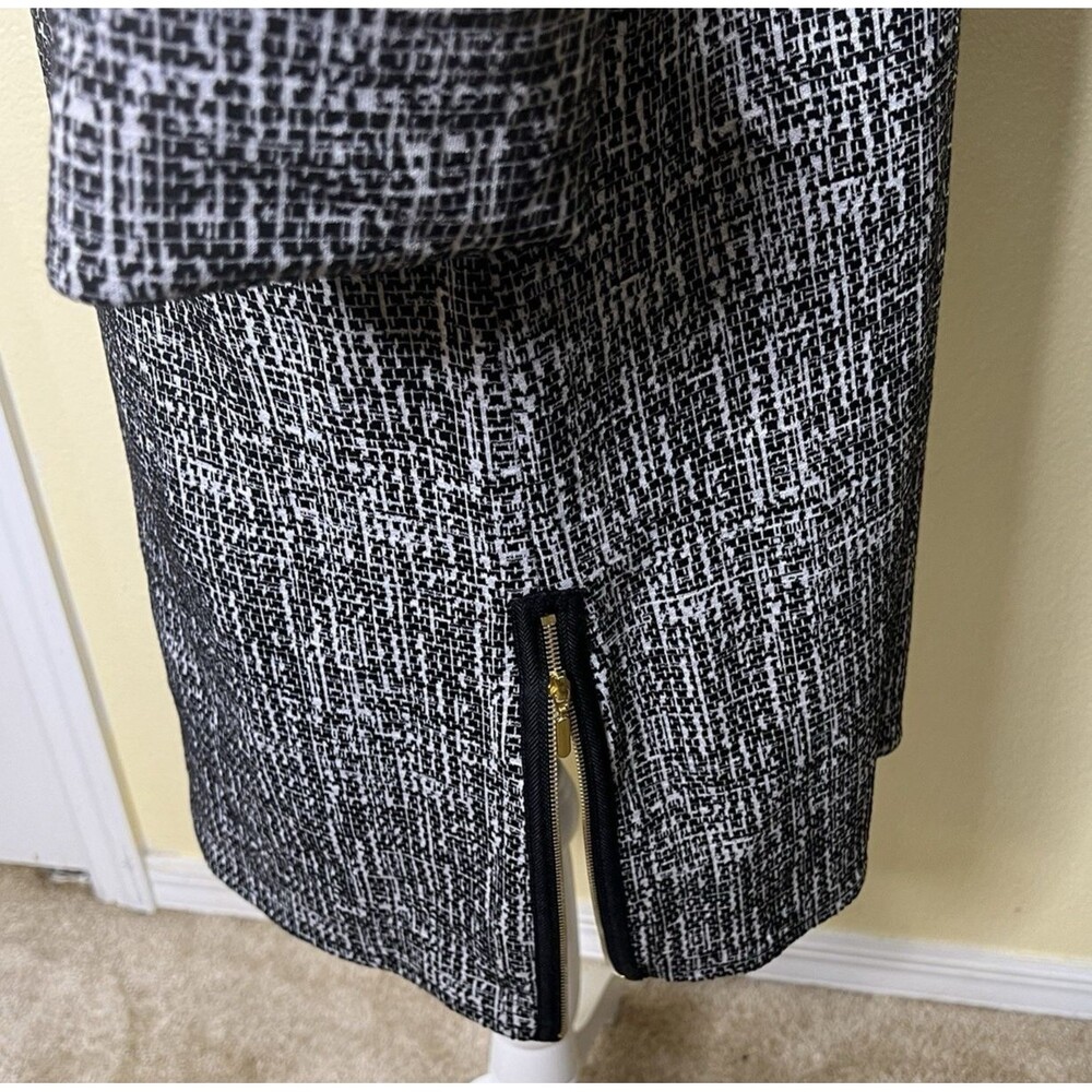 London Style Collection Black & White Sz 10 Fold 3/4 Sleeve Knee Length Dress - Picture 6 of 8